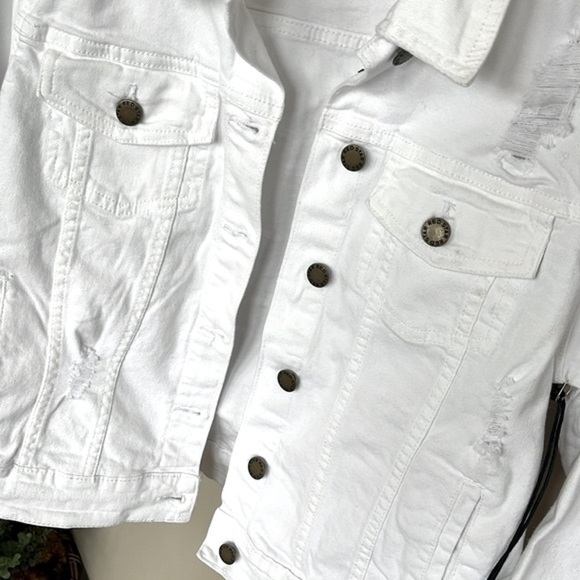 Brand New Red Star White Denim Button Up Collar Jean Jacket Distressed Cotton - Picture 4 of 15